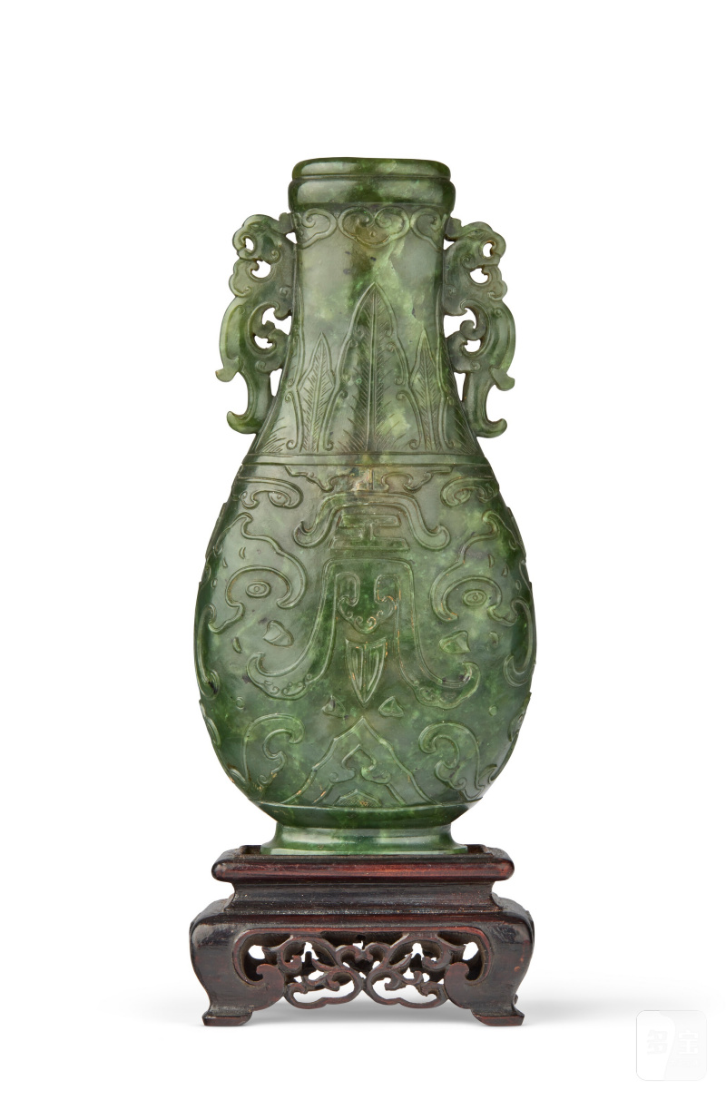 清 碧玉仿古鳳耳瓶  CHINA, QING DYNASTY (1644-1911) - 图1